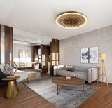 Heartwood Woven Wood Flush Mount Ceiling Light Modern LED Wooden Textured Overhead Fixture