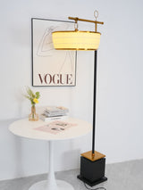 Modern Fabric Standing Floor Lamp with Iron Base and Beige Shade for Living Room