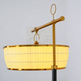Modern Fabric Standing Floor Lamp with Iron Base and Beige Shade for Living Room