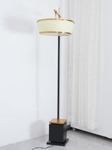 Modern Fabric Standing Floor Lamp with Iron Base and Beige Shade for Living Room