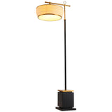 Modern Fabric Standing Floor Lamp with Iron Base and Beige Shade for Living Room