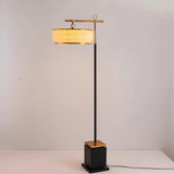 Modern Fabric Standing Floor Lamp with Iron Base and Beige Shade for Living Room