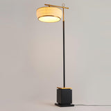 Modern Fabric Standing Floor Lamp with Iron Base and Beige Shade for Living Room
