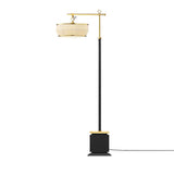 Modern Fabric Standing Floor Lamp with Iron Base and Beige Shade for Living Room