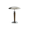 Modern Industrial Helmet Reading Lamp with Walnut Wood Base and Chrome Metal Shade