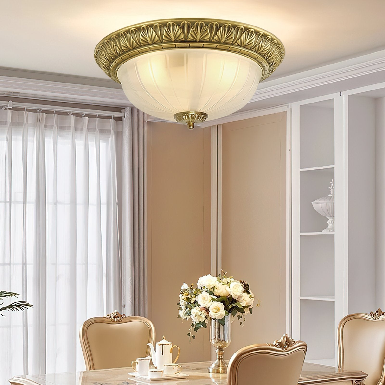 elegant-hemispherical-carved-glass-ceiling-light-brass-flush-mount-fixture