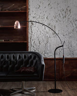 Modern Hercules Adjustable Reading Floor Lamp with Rotating Shade and Rose Gold Finish