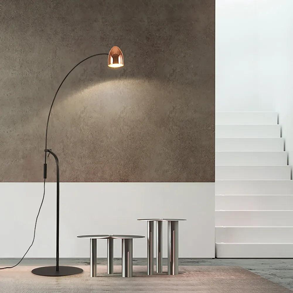 Modern Hercules Adjustable Reading Floor Lamp with Rotating Shade and Rose Gold Finish