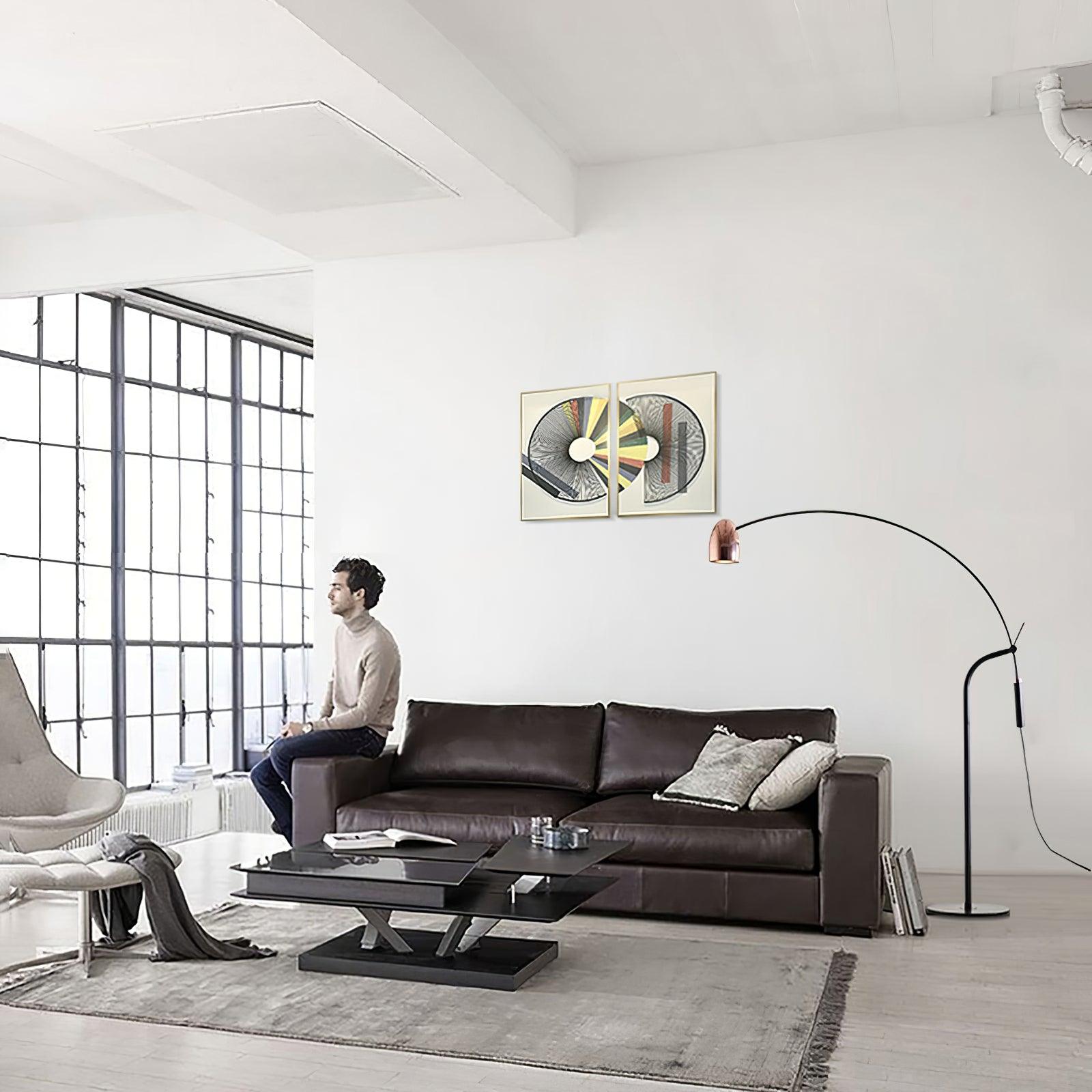 Modern Hercules Adjustable Reading Floor Lamp with Rotating Shade and Rose Gold Finish