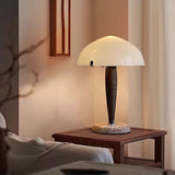 Mid Century Modern Glass Globe Table Lamp with Dark Walnut Wood and Marble Base
