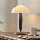 Mid Century Modern Glass Globe Table Lamp with Dark Walnut Wood and Marble Base