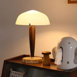 Mid Century Modern Glass Globe Table Lamp with Dark Walnut Wood and Marble Base