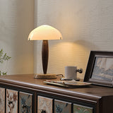 Mid Century Modern Glass Globe Table Lamp with Dark Walnut Wood and Marble Base