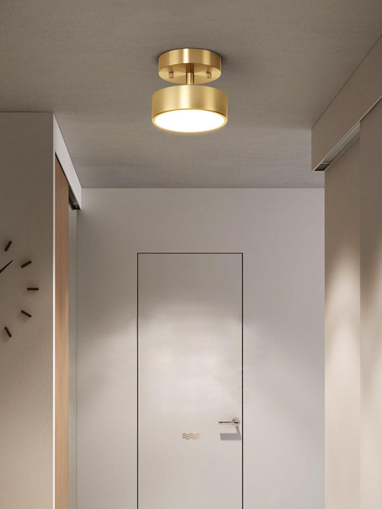 Modern Minimalist Hero Rotating LED Ceiling Light with Brass Finish and Adjustable Illumination