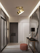 Modern Minimalist Hero Rotating LED Ceiling Light with Brass Finish and Adjustable Illumination