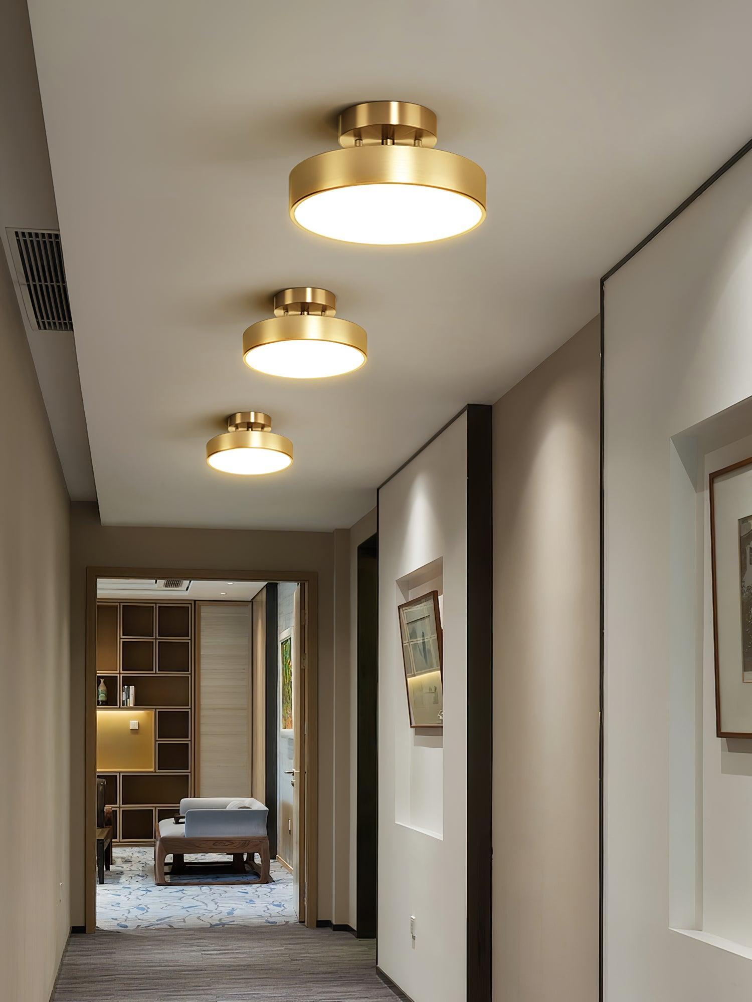 Modern Minimalist Hero Rotating LED Ceiling Light with Brass Finish and Adjustable Illumination