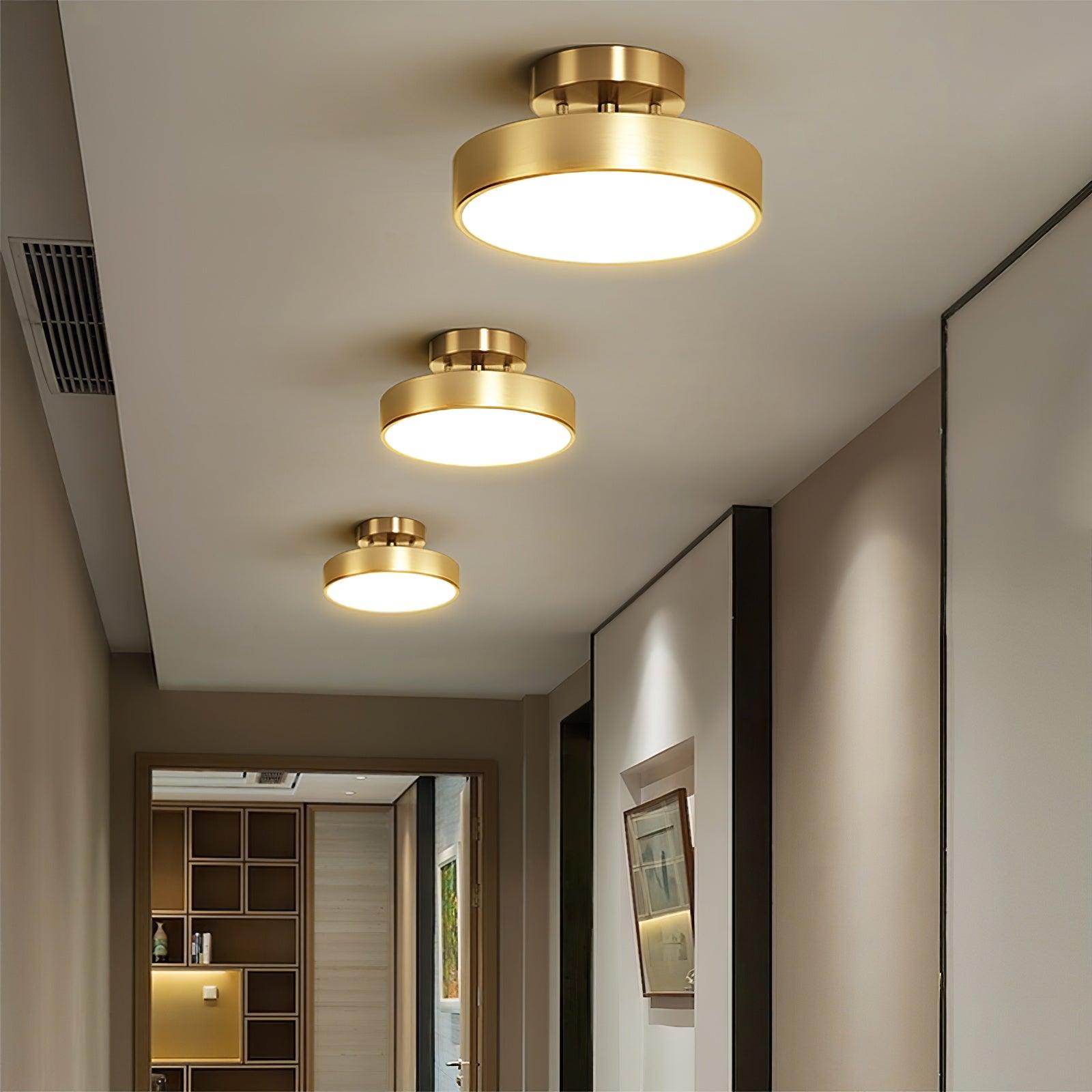 Modern Minimalist Hero Rotating LED Ceiling Light with Brass Finish and Adjustable Illumination