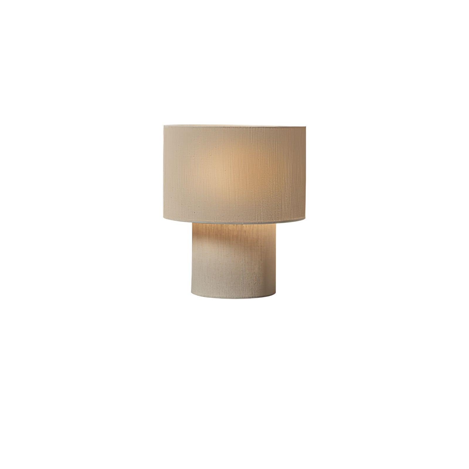 Heron Minimalist Drum Table Lamp Ivory Fabric Shade Black Metal Base for Home Decor