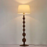 Modern Hexas Stacked Wood and Metal Floor Lamp with Architectural Hexagonal Design