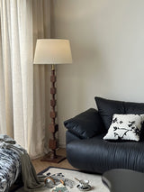 Modern Hexas Stacked Wood and Metal Floor Lamp with Architectural Hexagonal Design