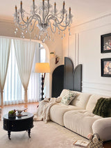 Modern Hexas Stacked Wood and Metal Floor Lamp with Architectural Hexagonal Design