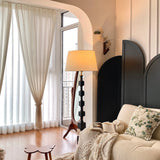 Modern Hexas Stacked Wood and Metal Floor Lamp with Architectural Hexagonal Design