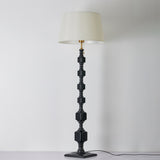 Modern Hexas Stacked Wood and Metal Floor Lamp with Architectural Hexagonal Design