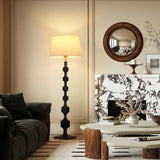 Modern Hexas Stacked Wood and Metal Floor Lamp with Architectural Hexagonal Design