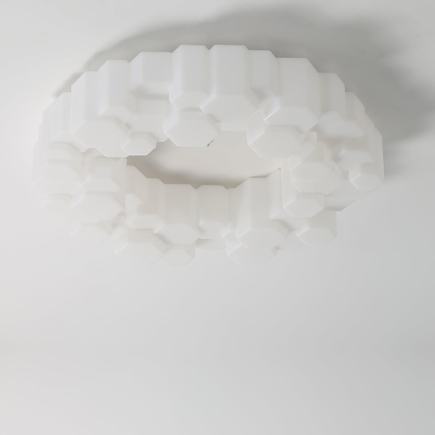 Modern Hexagonal Honeycomb LED Ceiling Light White Geometric Flush Mount Lighting
