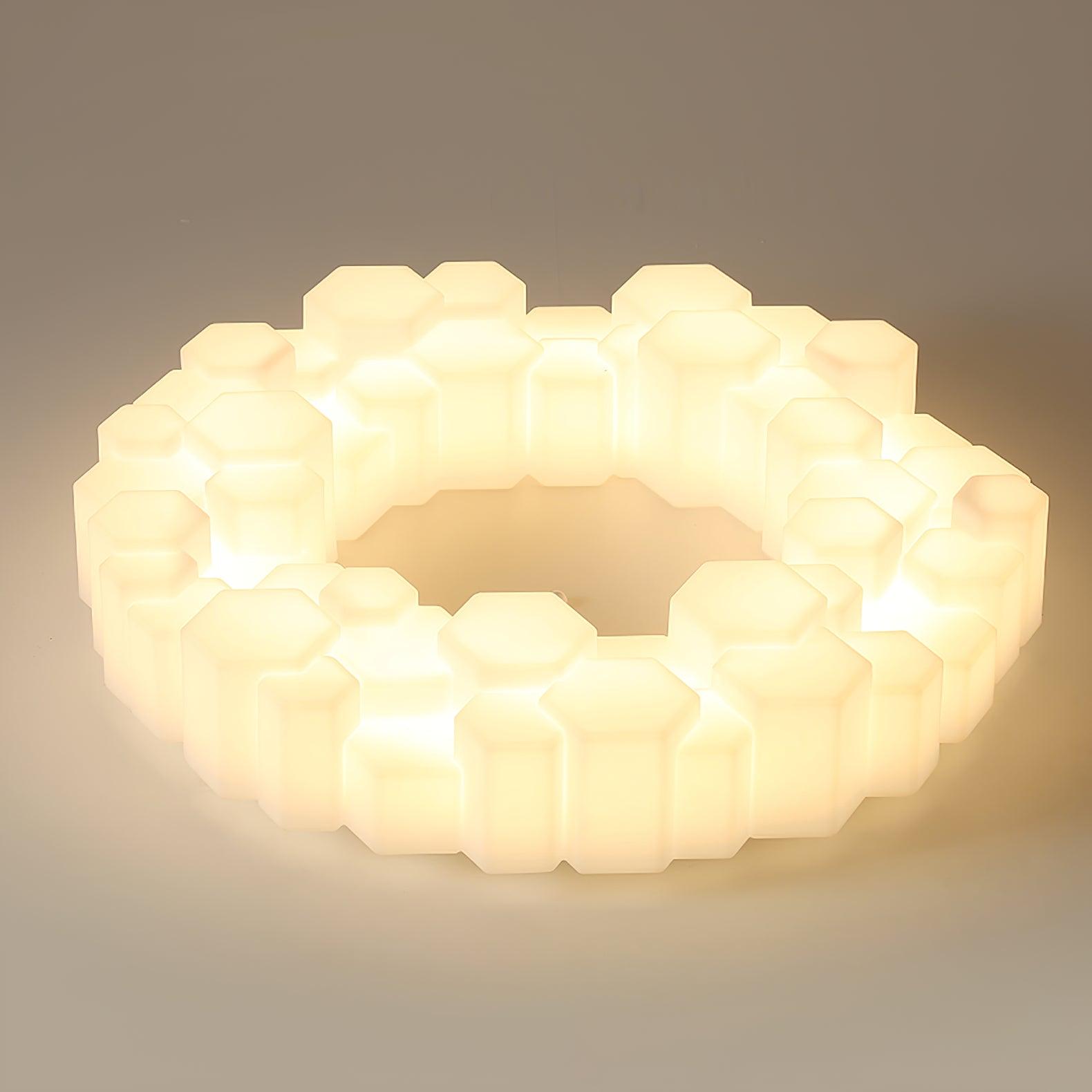 Modern Hexagonal Honeycomb LED Ceiling Light White Geometric Flush Mount Lighting