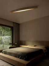 Modern Horizon Linear Wood LED Flush Mount Ceiling Lamp for Kitchen and Dining Room