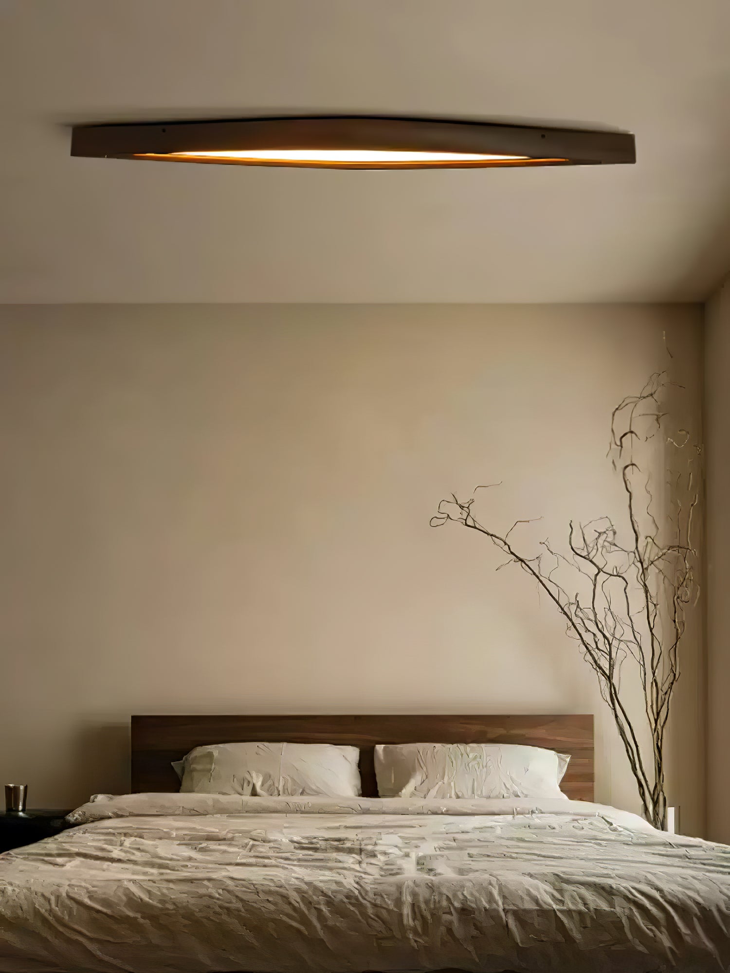 Modern Horizon Linear Wood LED Flush Mount Ceiling Lamp for Kitchen and Dining Room
