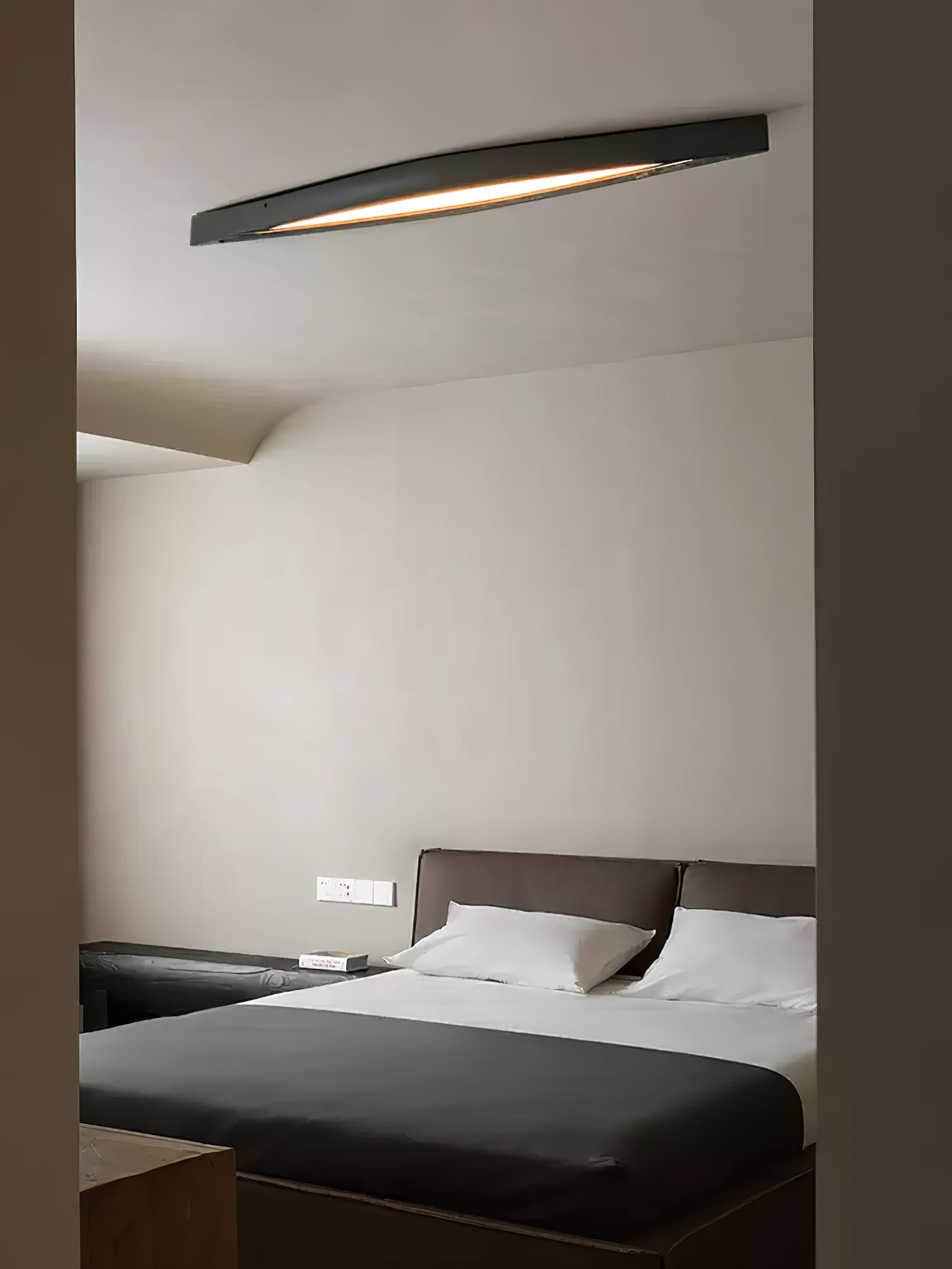 Modern Horizon Linear Wood LED Flush Mount Ceiling Lamp for Kitchen and Dining Room