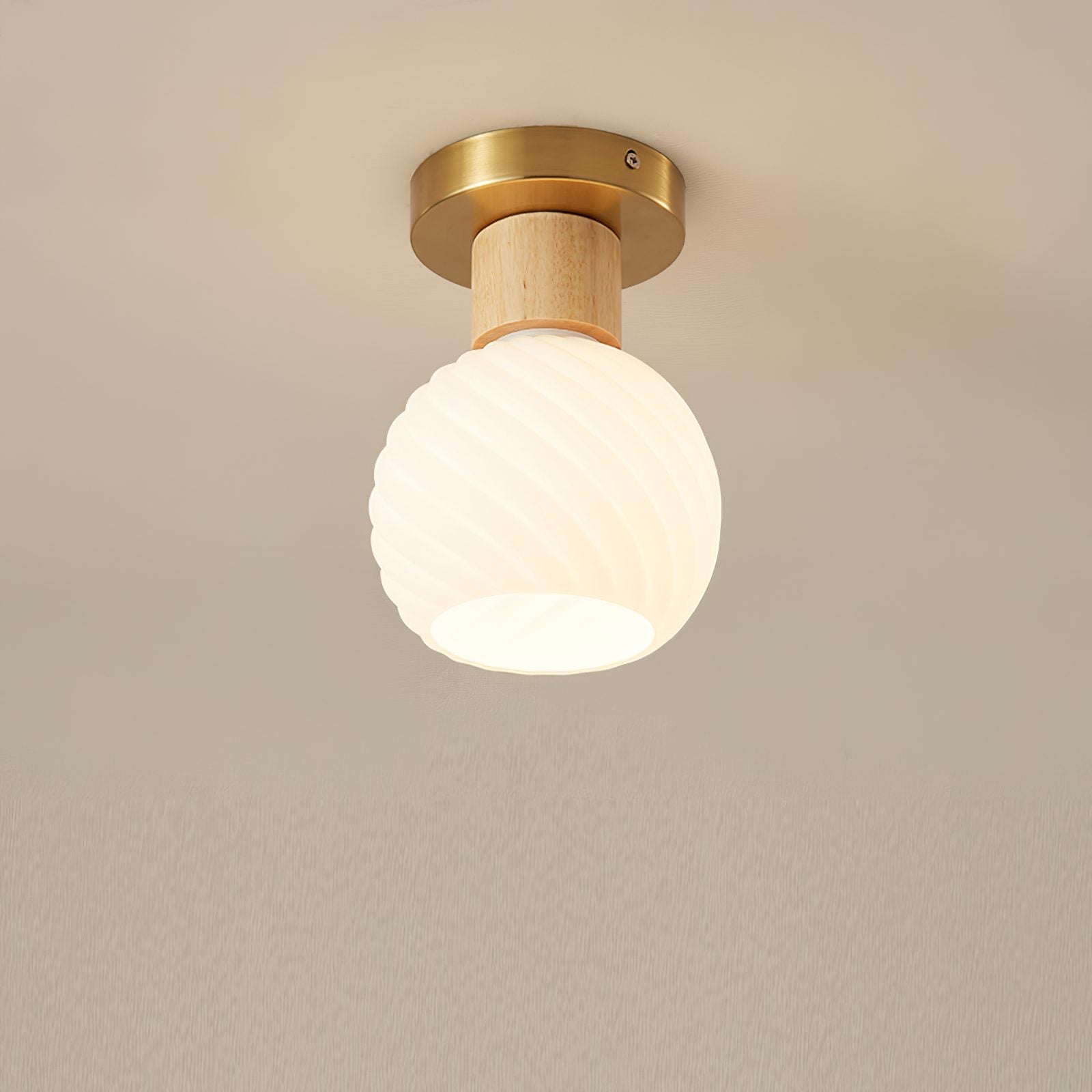 modern-horn-shaped-small-ceiling-lamp-with-wood-accents-and-glass-shade