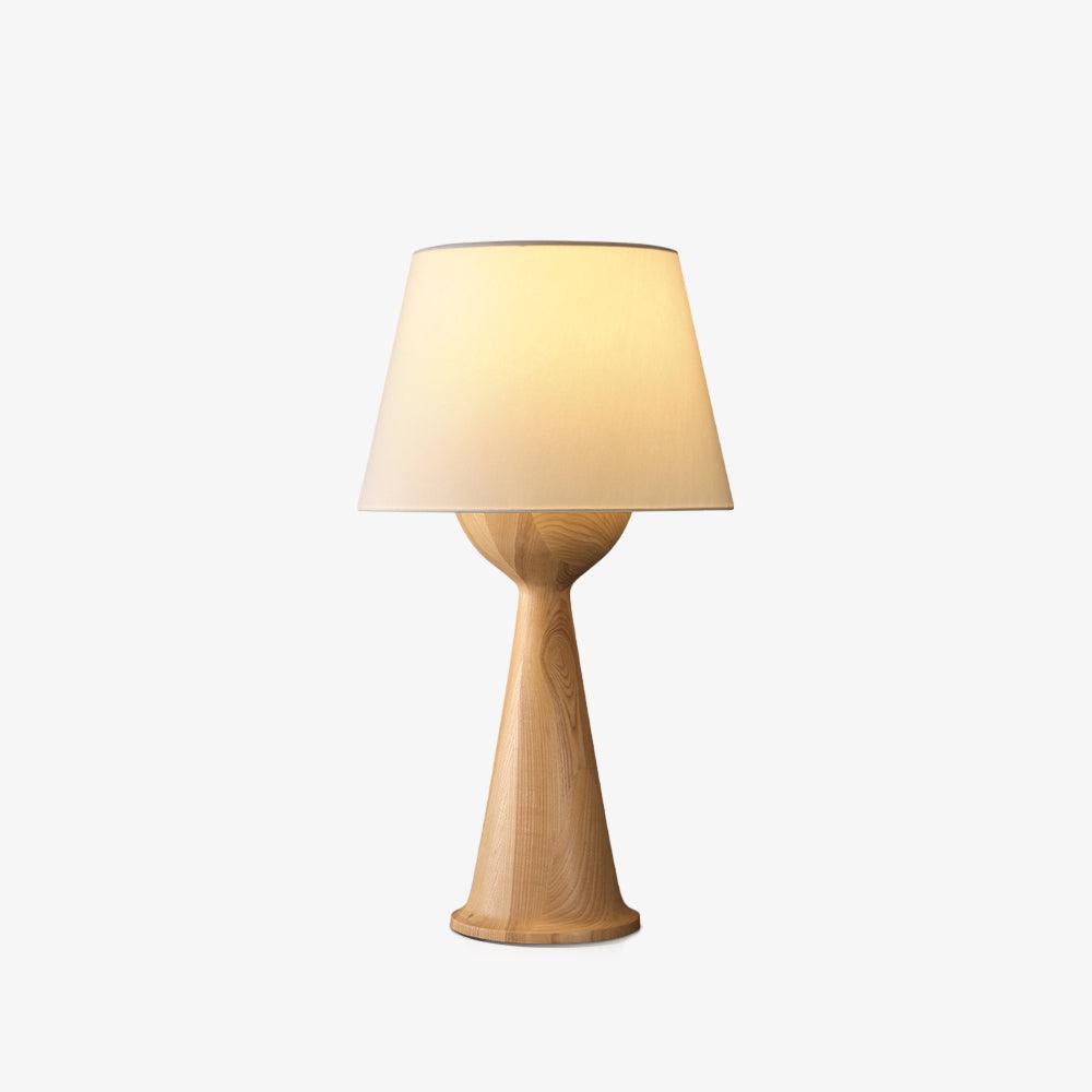 Modern Hourglass Wood Table Lamp Geometric Solid Wood Desk Light for Living Room and Office