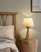 Modern Hourglass Wood Table Lamp Geometric Solid Wood Desk Light for Living Room and Office