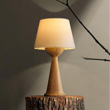 Modern Hourglass Wood Table Lamp Geometric Solid Wood Desk Light for Living Room and Office