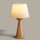 Modern Hourglass Wood Table Lamp Geometric Solid Wood Desk Light for Living Room and Office
