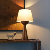 Modern Hourglass Wood Table Lamp Geometric Solid Wood Desk Light for Living Room and Office