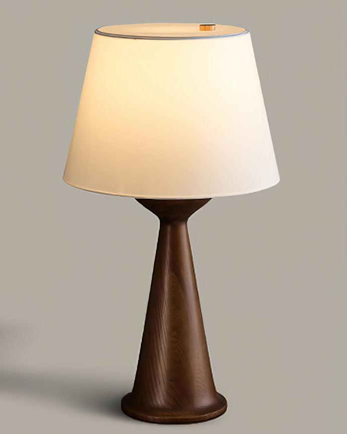 Modern Hourglass Wood Table Lamp Geometric Solid Wood Desk Light for Living Room and Office
