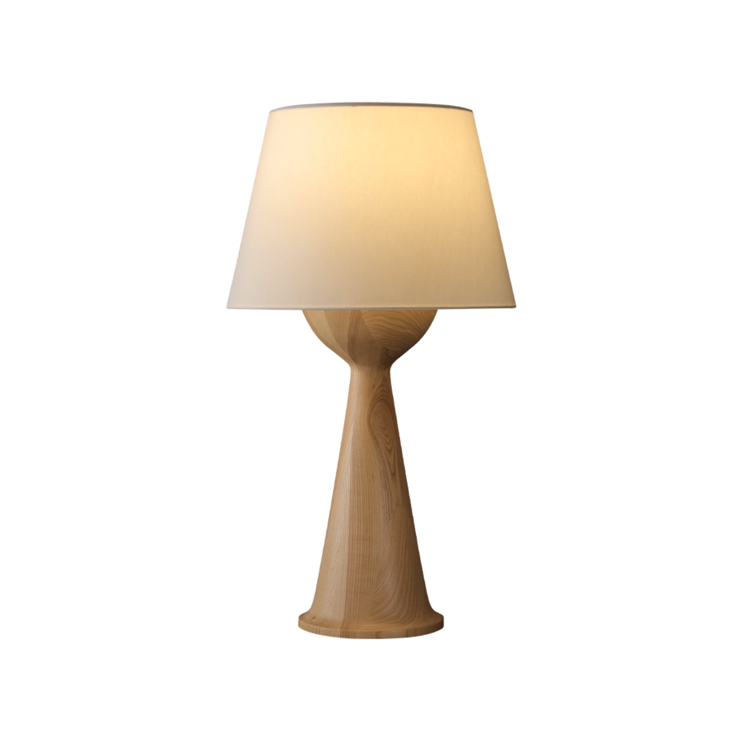 Modern Hourglass Wood Table Lamp Geometric Solid Wood Desk Light for Living Room and Office