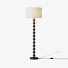 Mid Century Modern Barbell Wood Floor Lamp with Fabric Drum Shade for Indoor Lighting