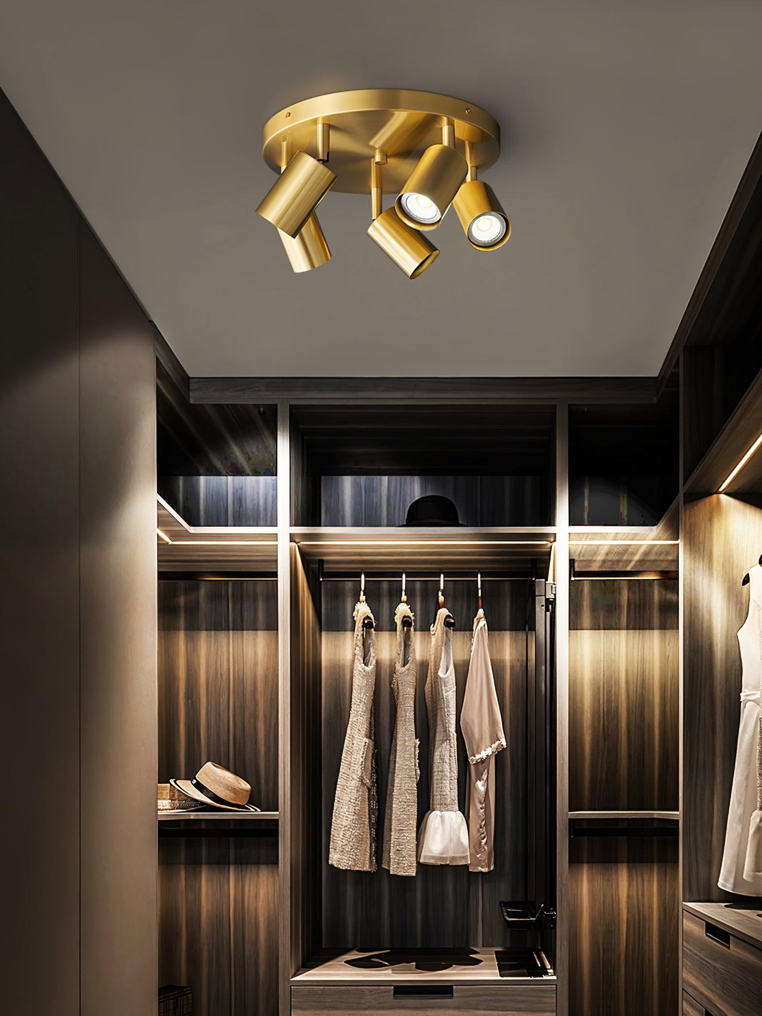 Hugo Hotspot Modern Adjustable Multi Head Flush Mount Ceiling Spotlight in Brass or Black
