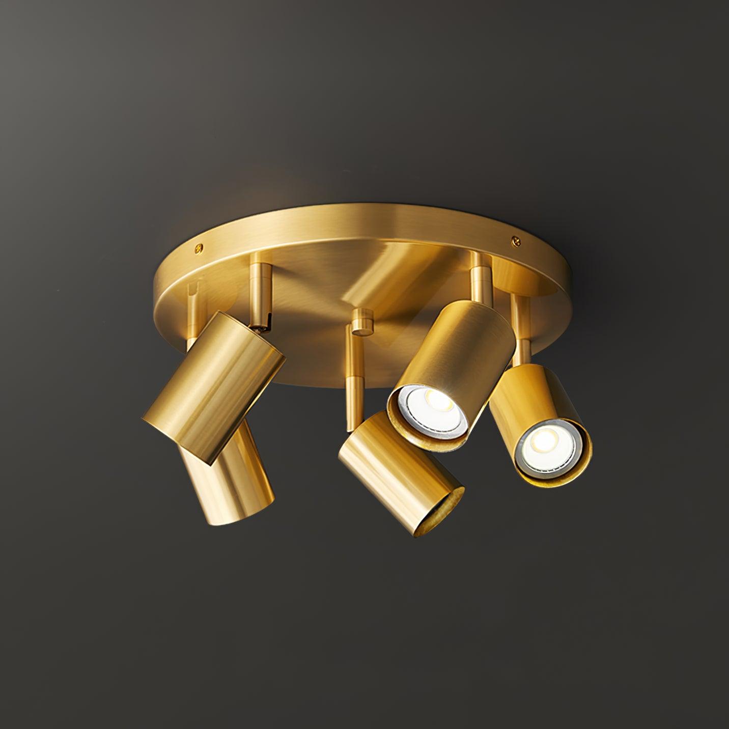 Hugo Hotspot Modern Adjustable Multi Head Flush Mount Ceiling Spotlight in Brass or Black