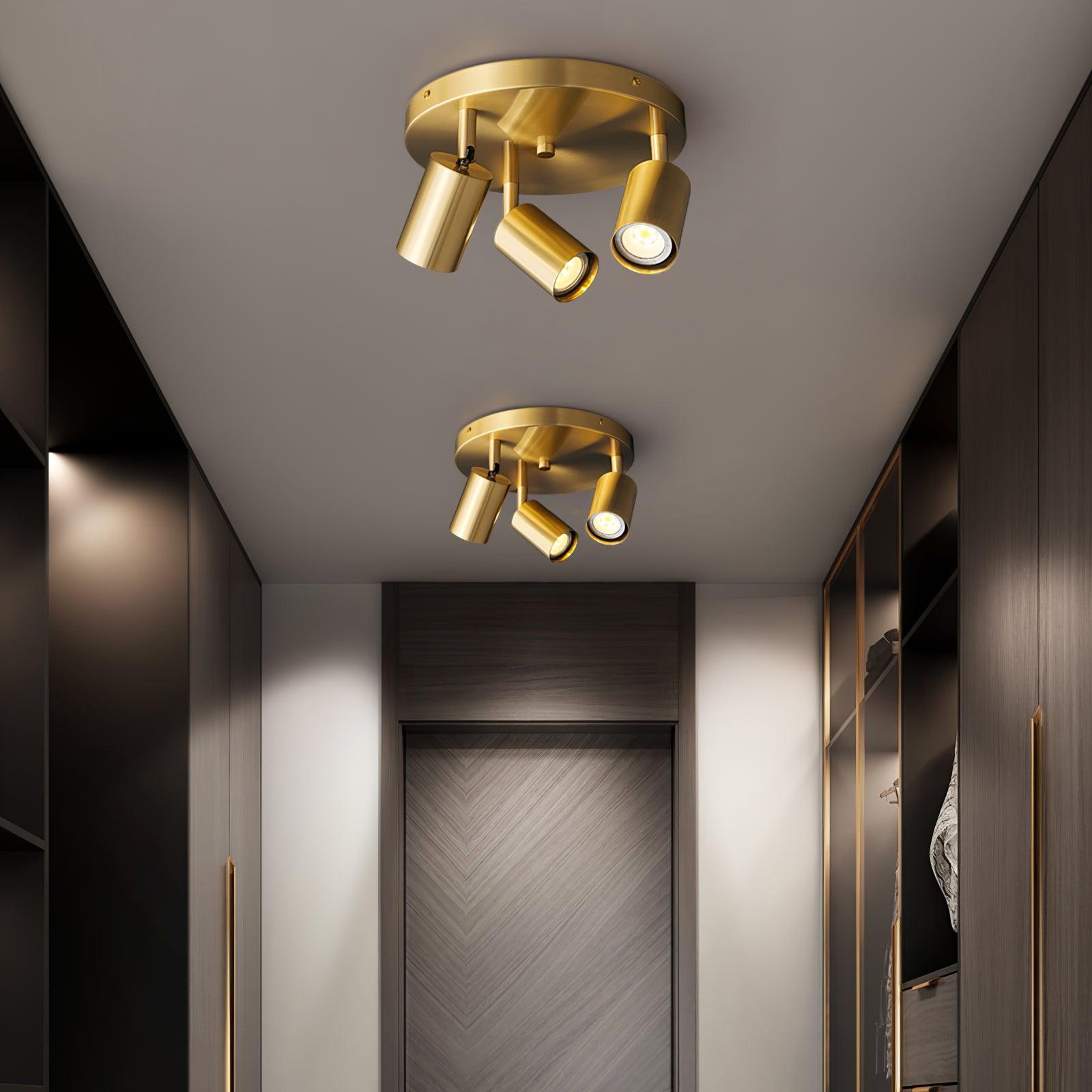 Hugo Hotspot Modern Adjustable Multi Head Flush Mount Ceiling Spotlight in Brass or Black