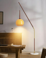 Modern Hulusi Ambient Hanging Floor Lamp with Marble Base and Glass Shade