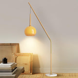 Modern Hulusi Ambient Hanging Floor Lamp with Marble Base and Glass Shade