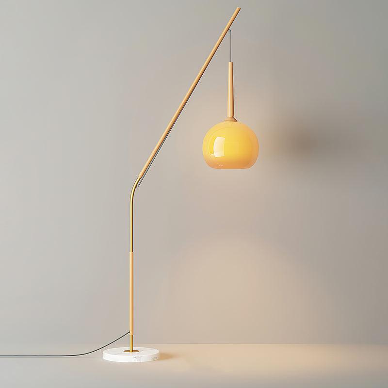 Modern Hulusi Ambient Hanging Floor Lamp with Marble Base and Glass Shade