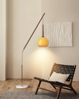 Modern Hulusi Ambient Hanging Floor Lamp with Marble Base and Glass Shade