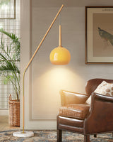 Modern Hulusi Ambient Hanging Floor Lamp with Marble Base and Glass Shade